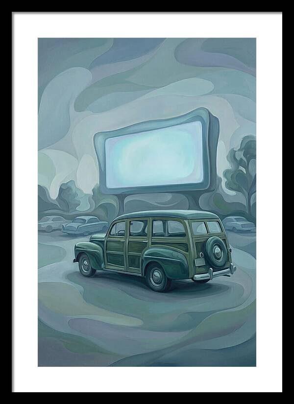 Classic Wooden Station Wagon At Drivein
