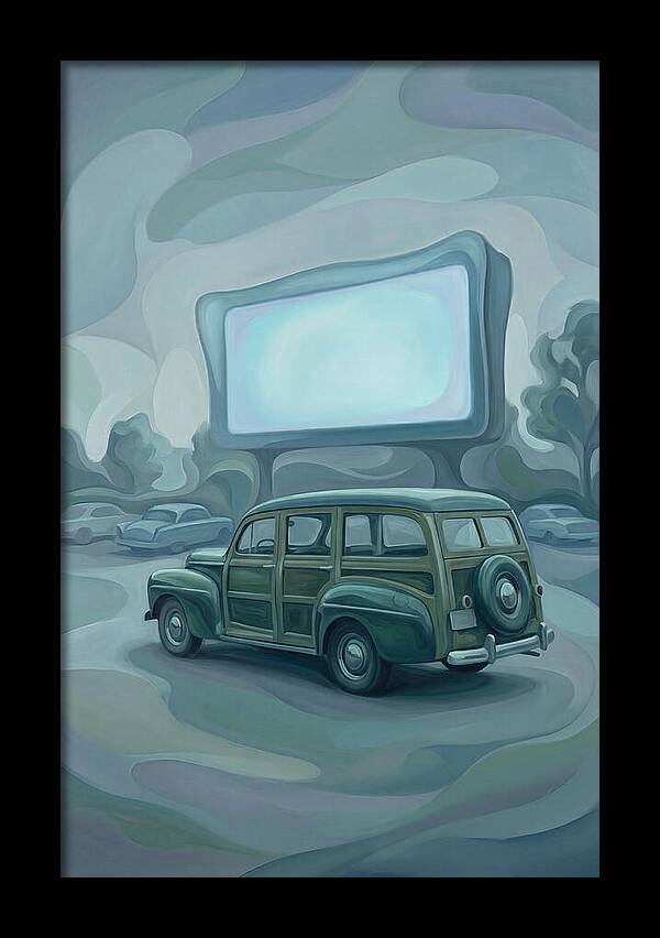 Classic Wooden Station Wagon At Drivein