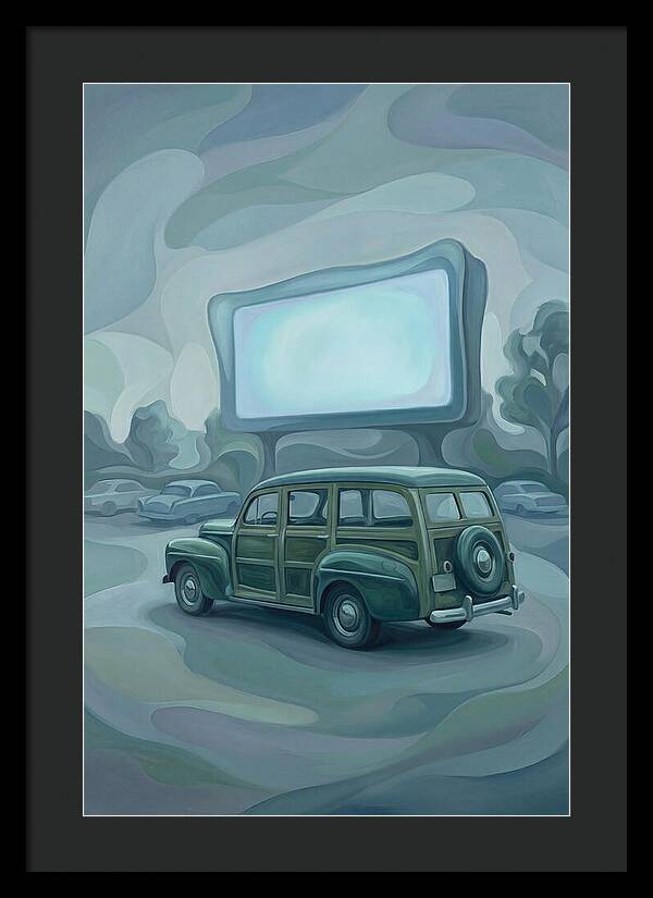 Classic Wooden Station Wagon At Drivein