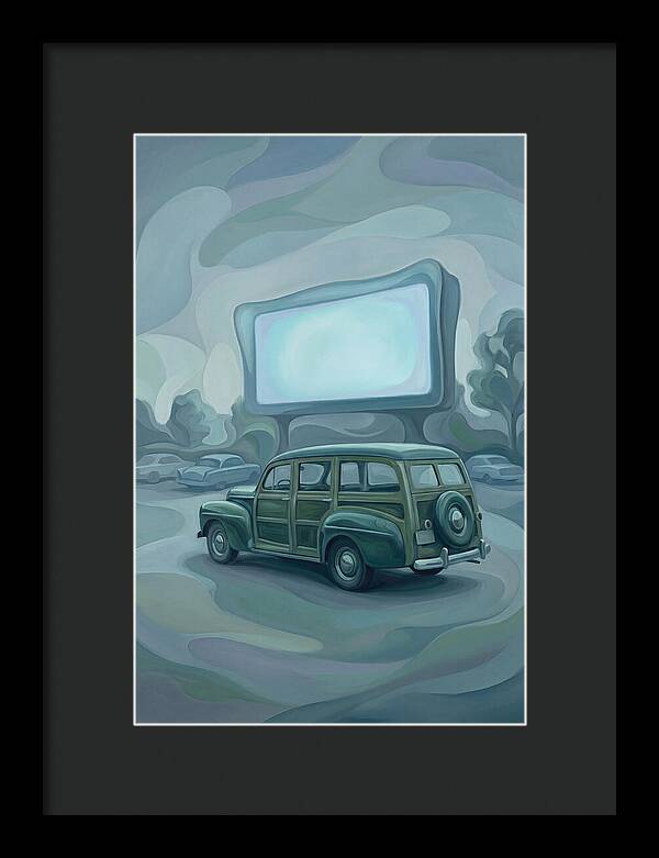 Classic Wooden Station Wagon At Drivein
