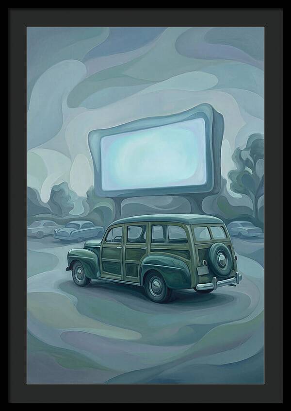 Classic Wooden Station Wagon At Drivein
