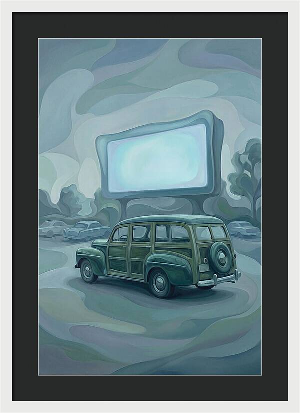 Classic Wooden Station Wagon At Drivein