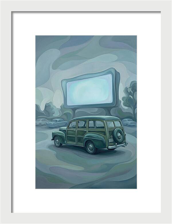 Classic Wooden Station Wagon At Drivein