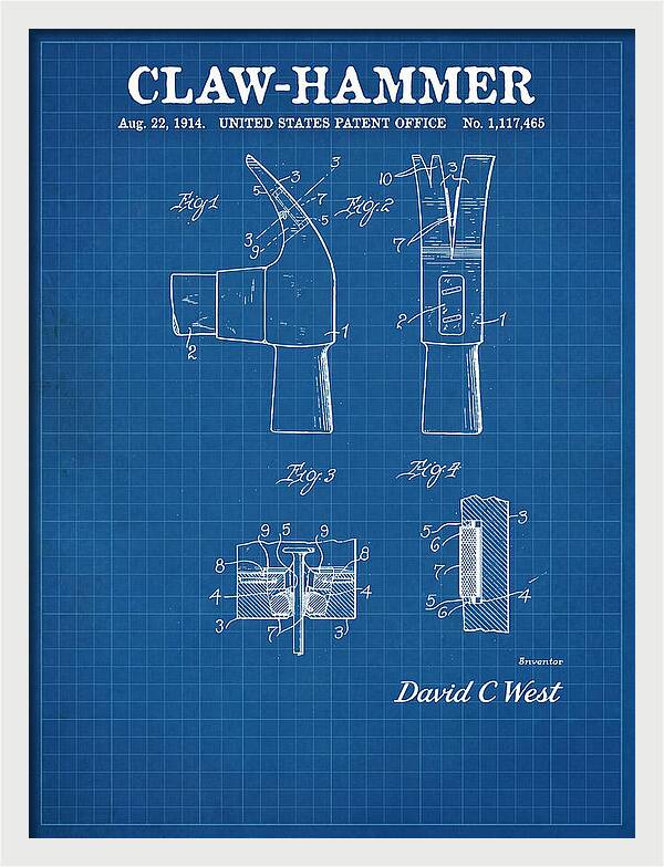 Claw Hammer Blueprint Patent Us1117465a