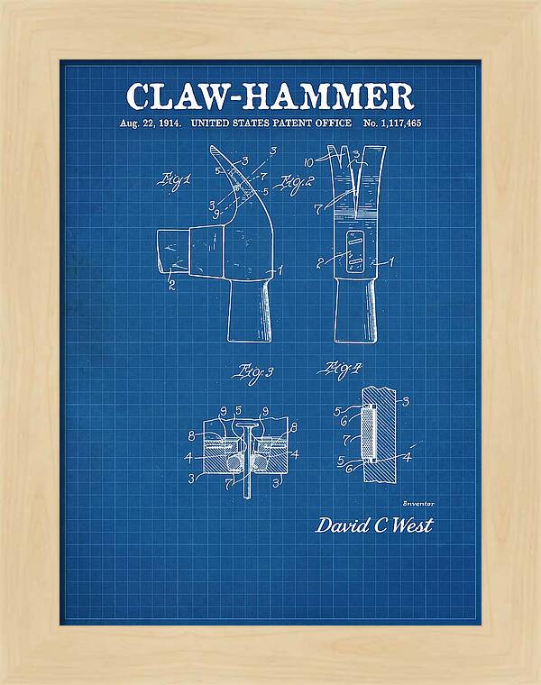 Claw Hammer Blueprint Patent Us1117465a