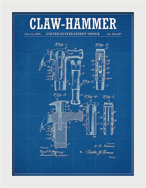 Claw Hammer Blueprint Patent Us856097a