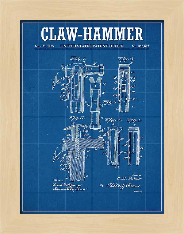 Claw Hammer Blueprint Patent Us856097a