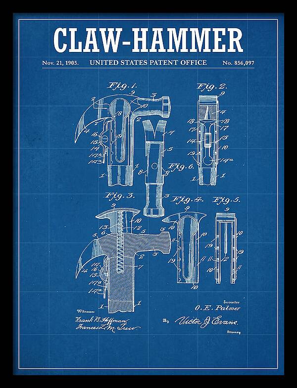 Claw Hammer Blueprint Patent Us856097a