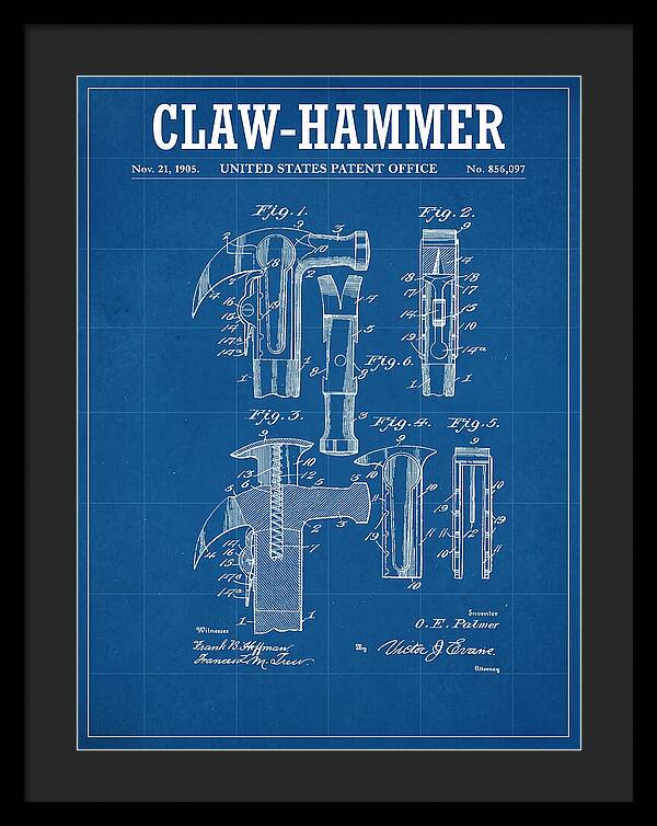 Claw Hammer Blueprint Patent Us856097a