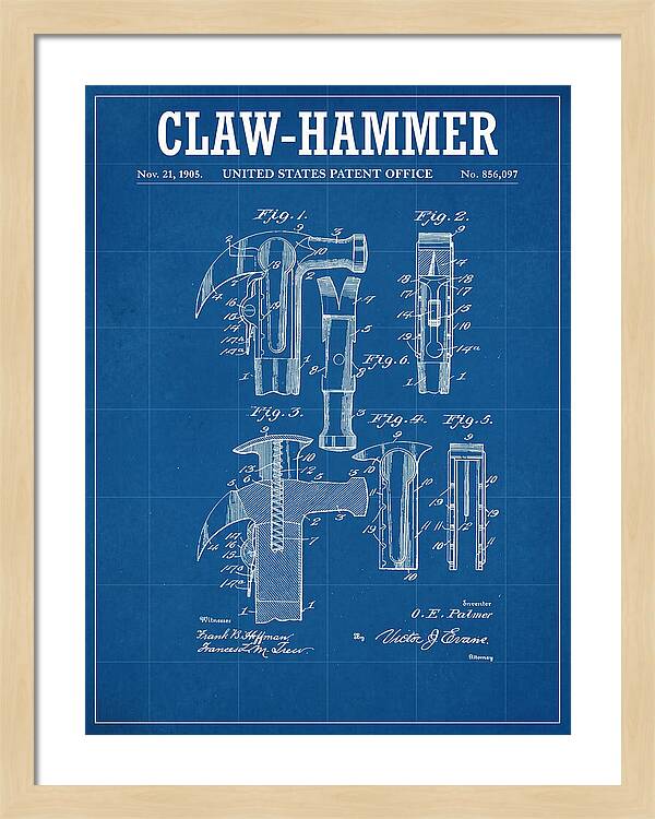 Claw Hammer Blueprint Patent Us856097a
