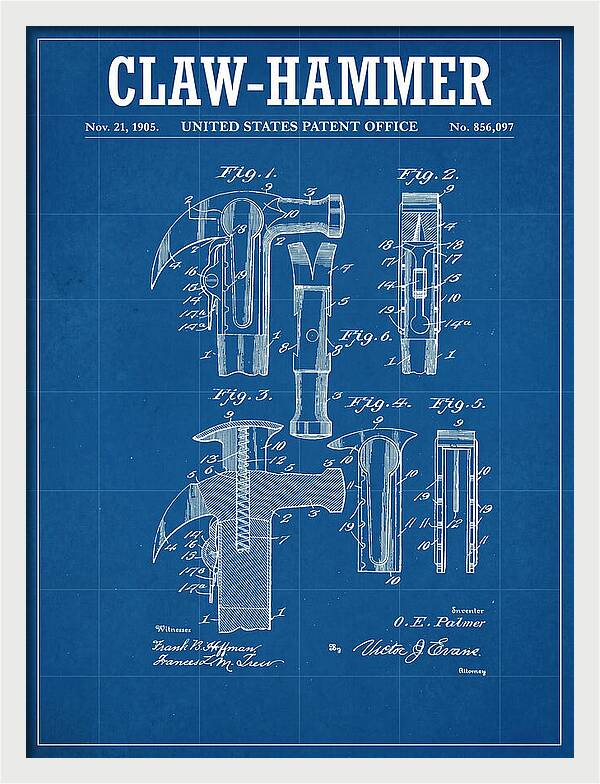 Claw Hammer Blueprint Patent Us856097a