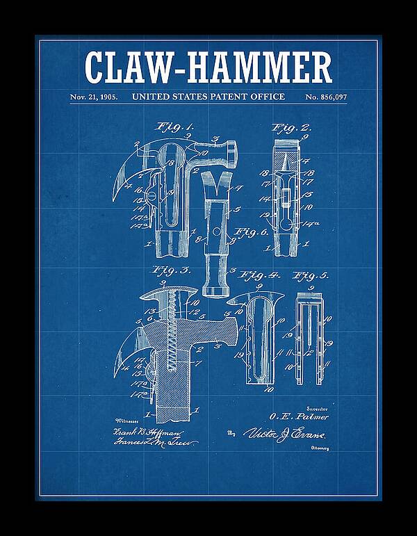 Claw Hammer Blueprint Patent Us856097a