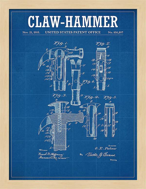 Claw Hammer Blueprint Patent Us856097a