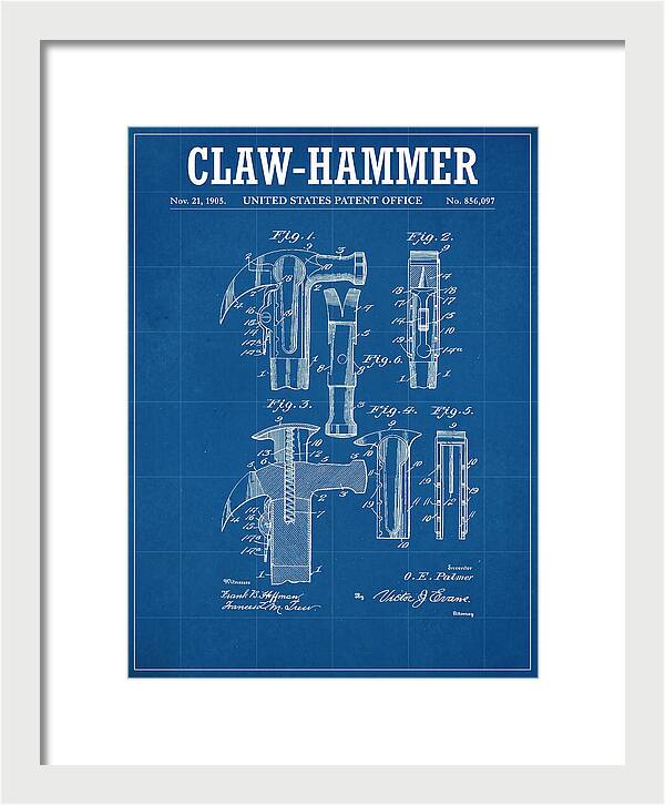 Claw Hammer Blueprint Patent Us856097a