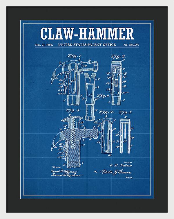 Claw Hammer Blueprint Patent Us856097a