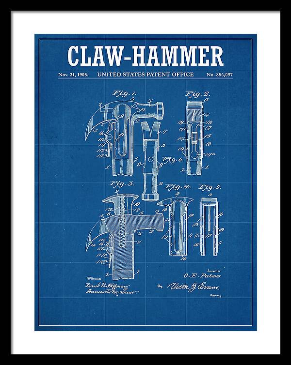 Claw Hammer Blueprint Patent Us856097a