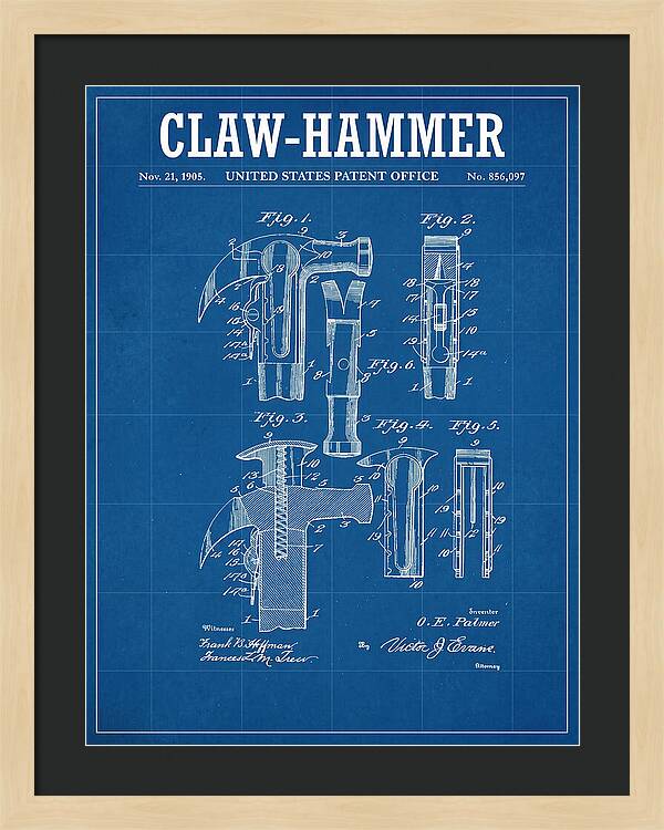 Claw Hammer Blueprint Patent Us856097a