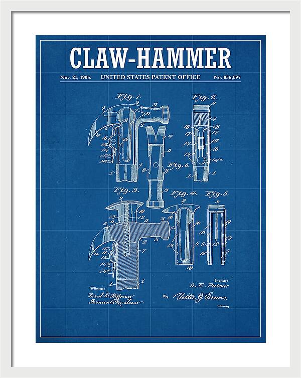 Claw Hammer Blueprint Patent Us856097a