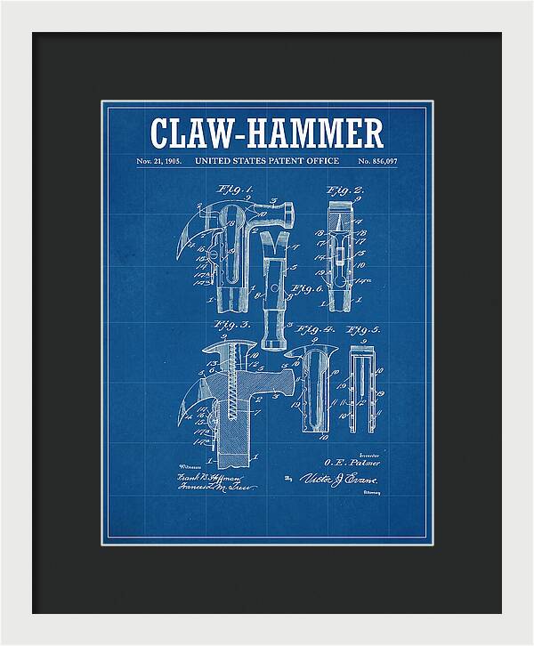 Claw Hammer Blueprint Patent Us856097a