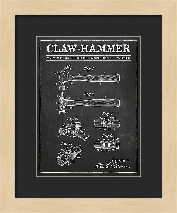 Claw Hammer Chalkboard Patent Us856097a