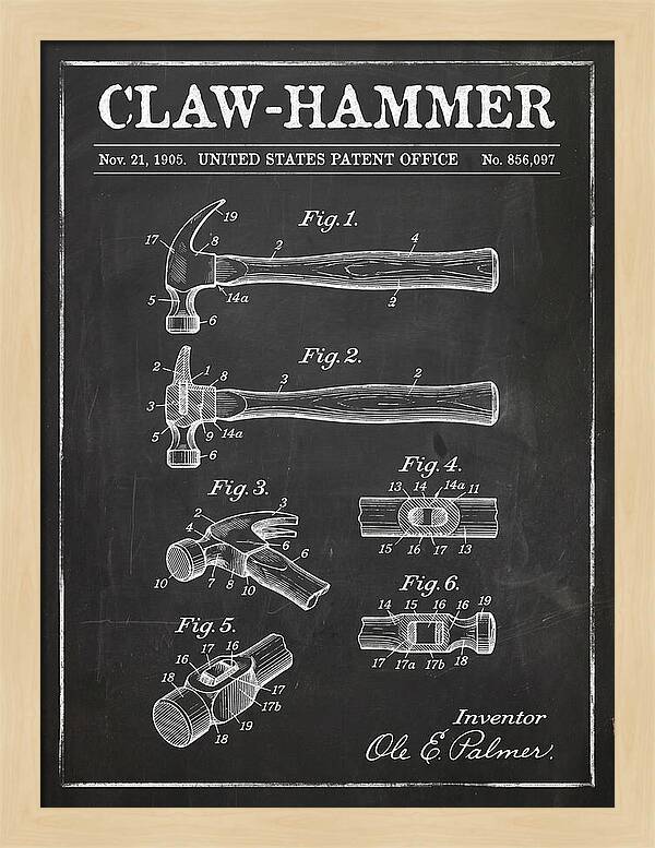 Claw Hammer Chalkboard Patent Us856097a