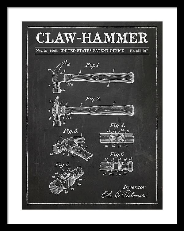 Claw Hammer Chalkboard Patent Us856097a