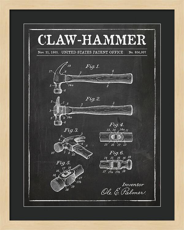 Claw Hammer Chalkboard Patent Us856097a