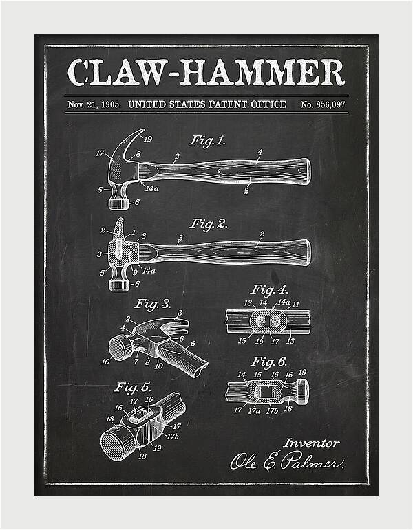 Claw Hammer Chalkboard Patent Us856097a