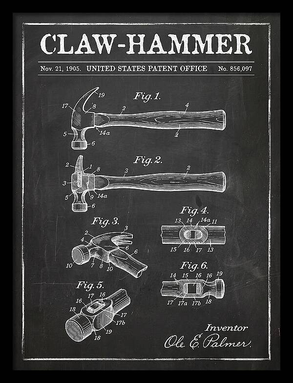 Claw Hammer Chalkboard Patent Us856097a