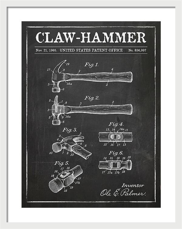 Claw Hammer Chalkboard Patent Us856097a