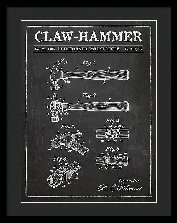 Claw Hammer Chalkboard Patent Us856097a