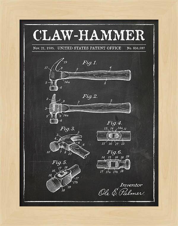 Claw Hammer Chalkboard Patent Us856097a