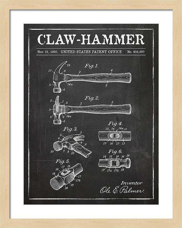 Claw Hammer Chalkboard Patent Us856097a