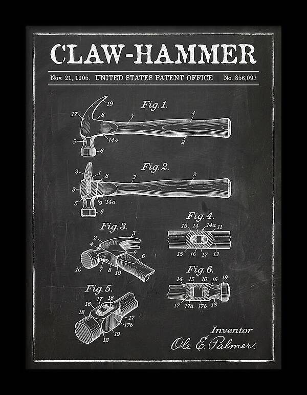 Claw Hammer Chalkboard Patent Us856097a