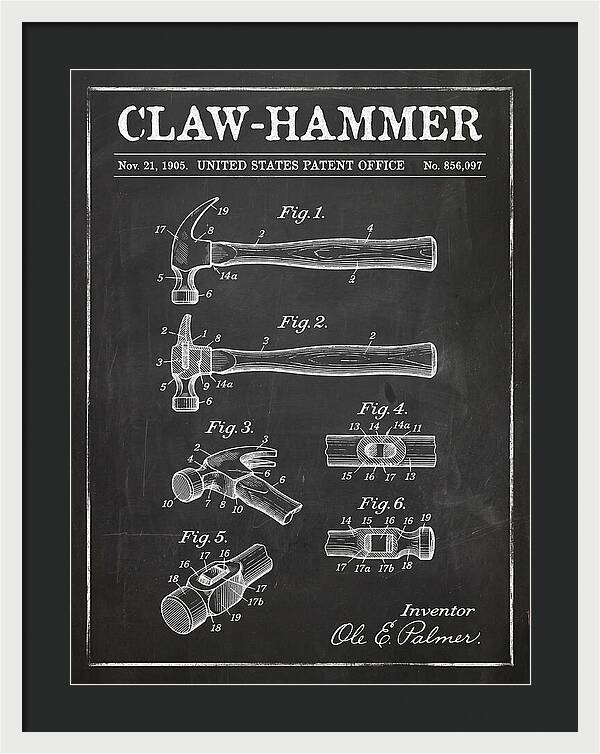 Claw Hammer Chalkboard Patent Us856097a