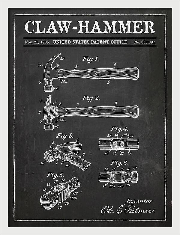 Claw Hammer Chalkboard Patent Us856097a
