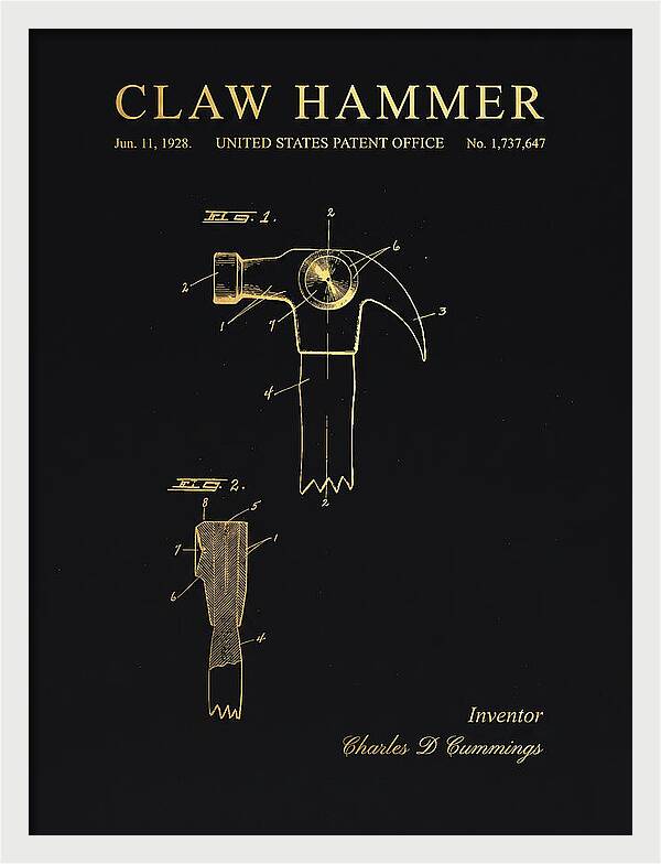 Claw Hammer Gold Patent Us1737647a