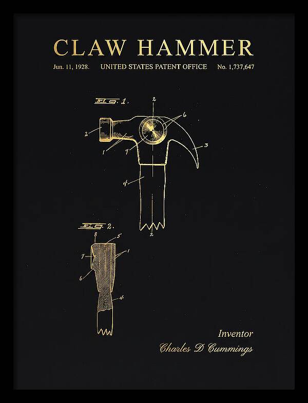 Claw Hammer Gold Patent Us1737647a