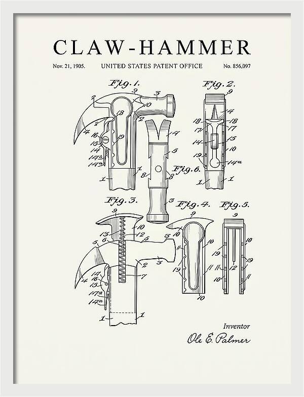 Claw Hammer Minimalist Patent Us856097a