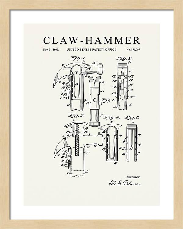 Claw Hammer Minimalist Patent Us856097a
