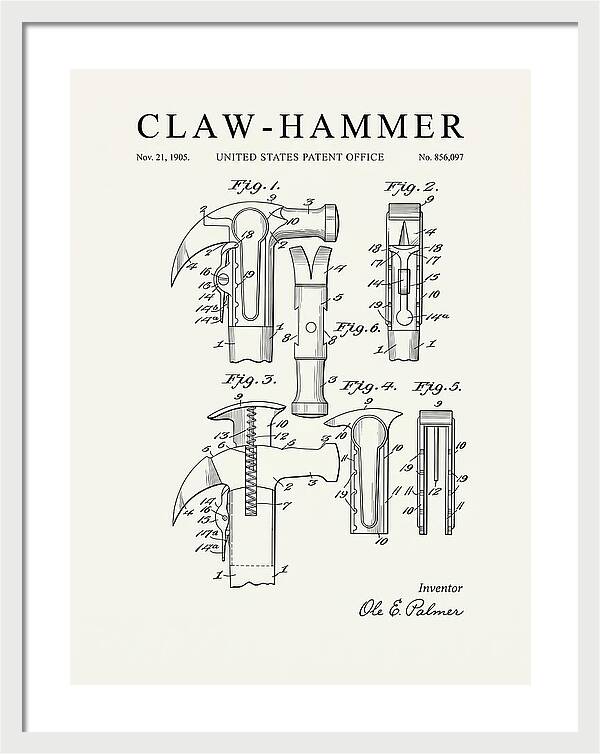 Claw Hammer Minimalist Patent Us856097a