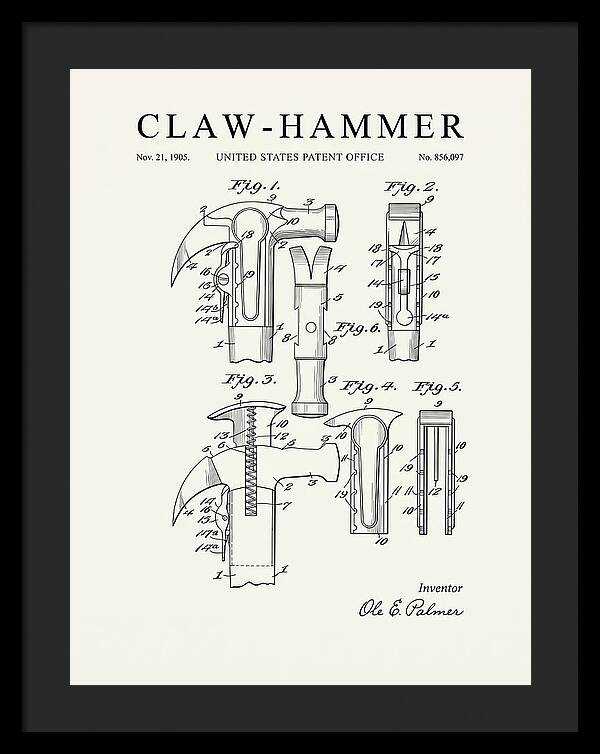 Claw Hammer Minimalist Patent Us856097a