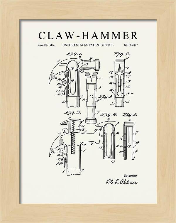 Claw Hammer Minimalist Patent Us856097a
