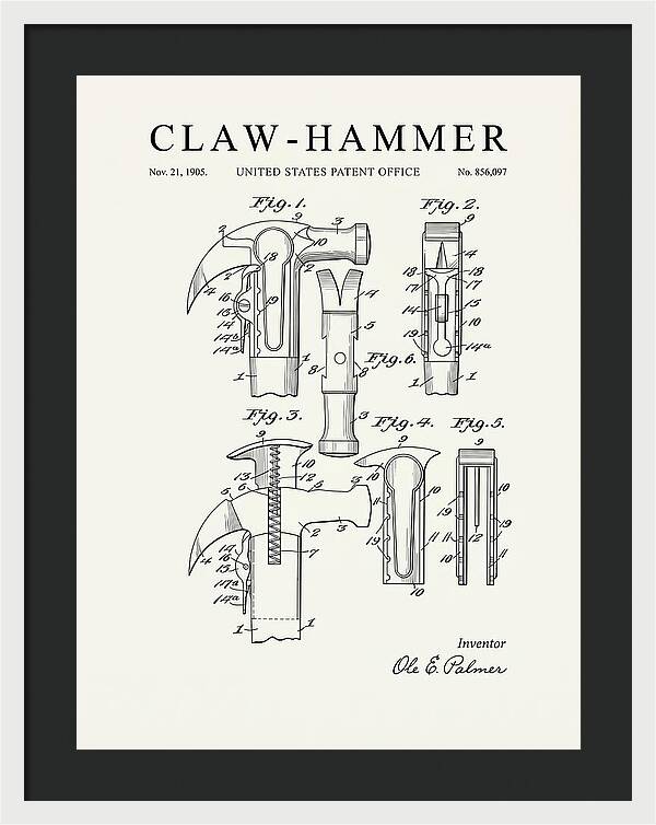 Claw Hammer Minimalist Patent Us856097a