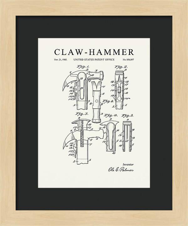 Claw Hammer Minimalist Patent Us856097a