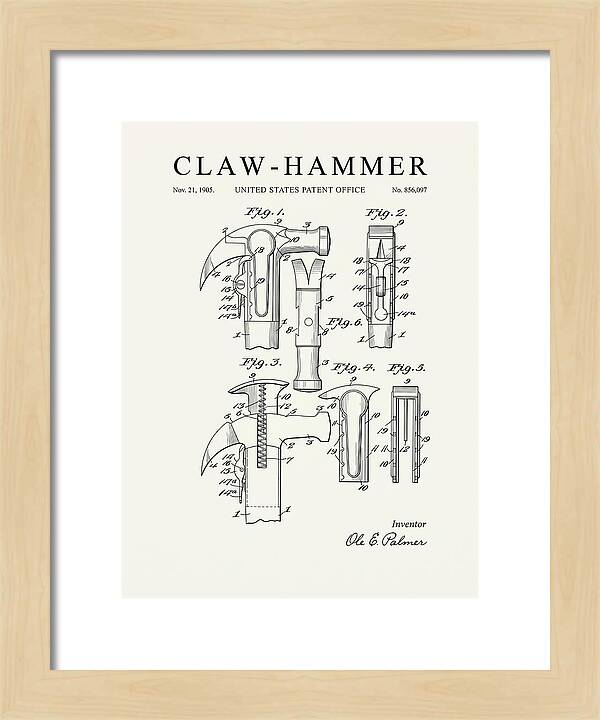 Claw Hammer Minimalist Patent Us856097a