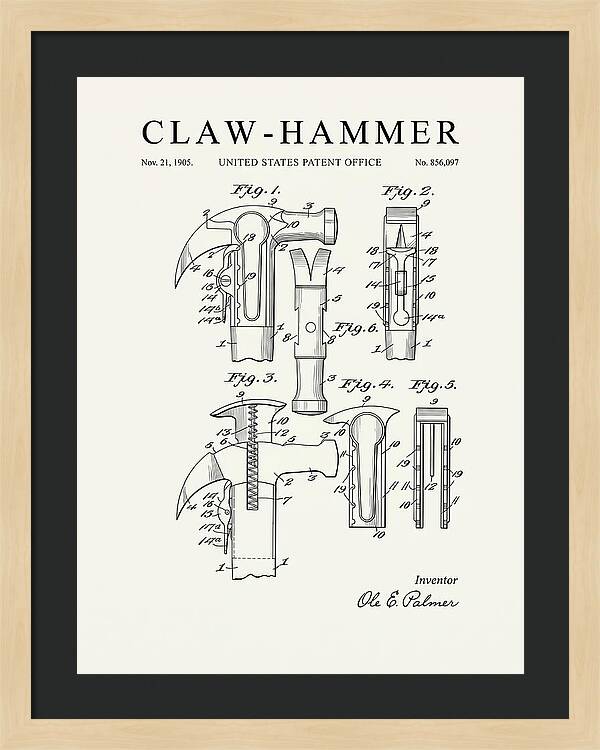 Claw Hammer Minimalist Patent Us856097a
