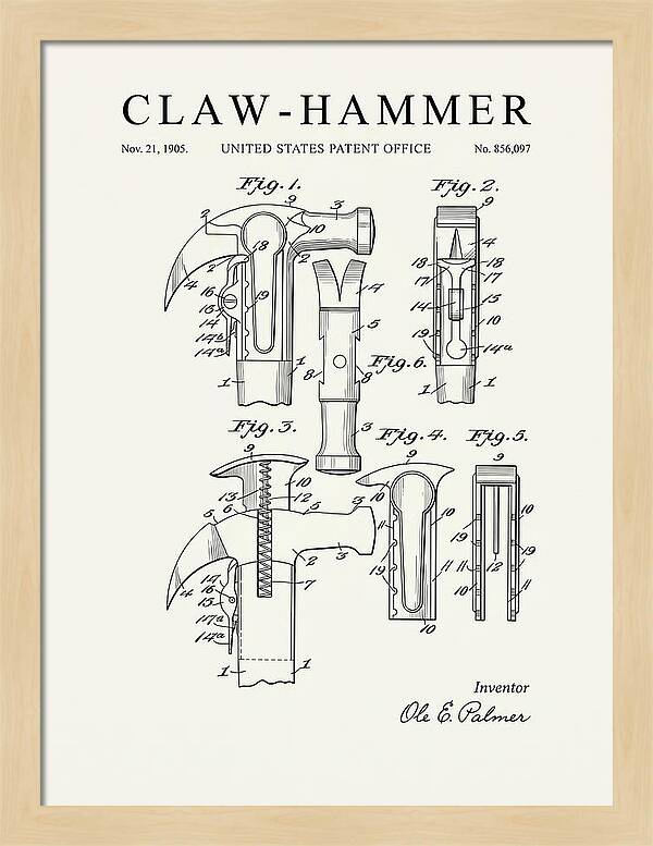 Claw Hammer Minimalist Patent Us856097a
