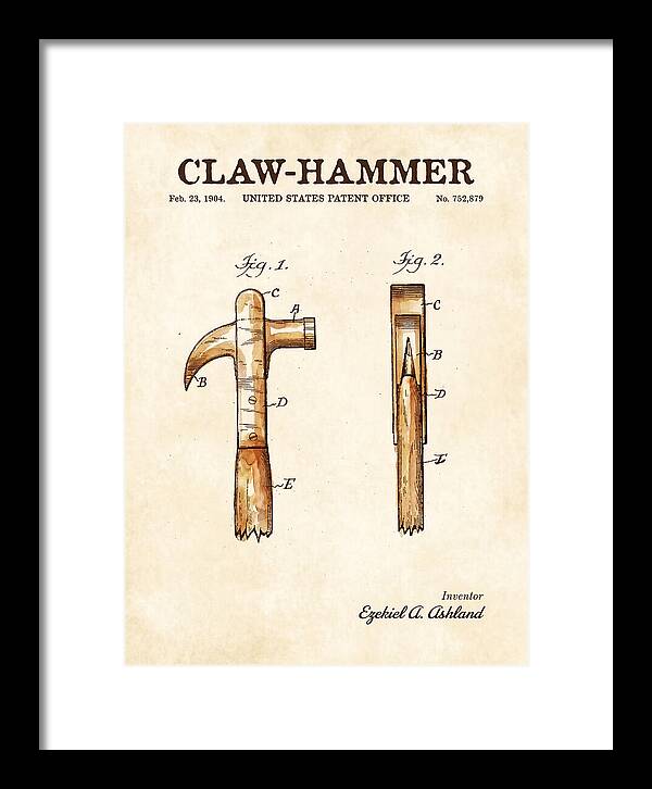 Claw Hammer Watercolor Patent Us752879a