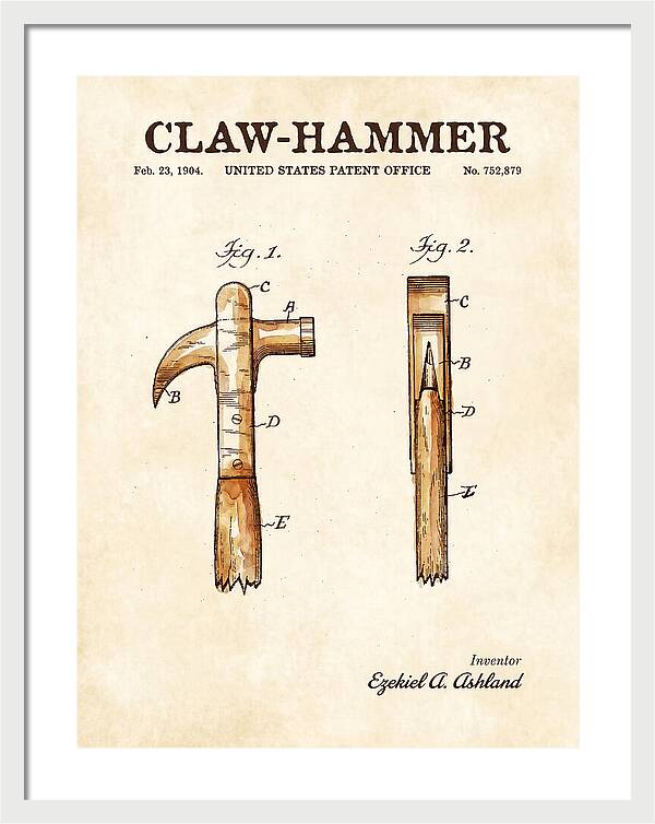 Claw Hammer Watercolor Patent Us752879a